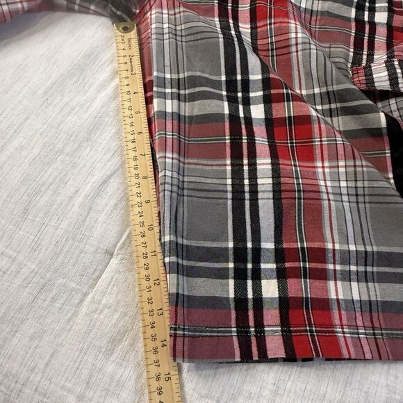 GB Red Plaid Cargo Shorts Mens Size 42 Regular Fit Flat Front Button Zip - Picture 15 of 16